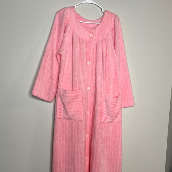 Vintage Lara Dee Fuzzy Robe Size Small Retro Plush Full Length House Coat - Picture 1 of 5